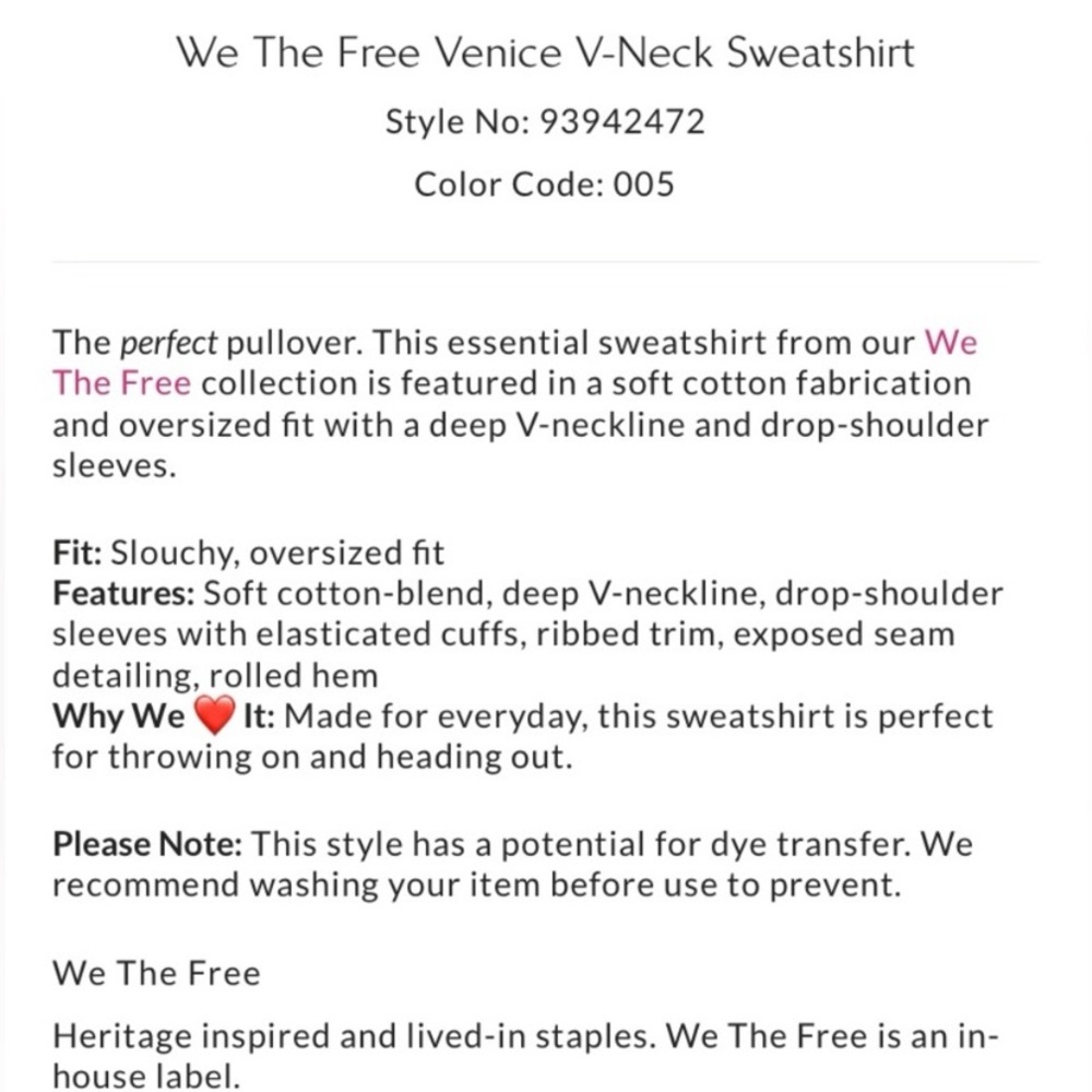 Free People We The Free Venice V-Neck Sweatshirt; Sunset Star; Size XS - Picture 4 of 14